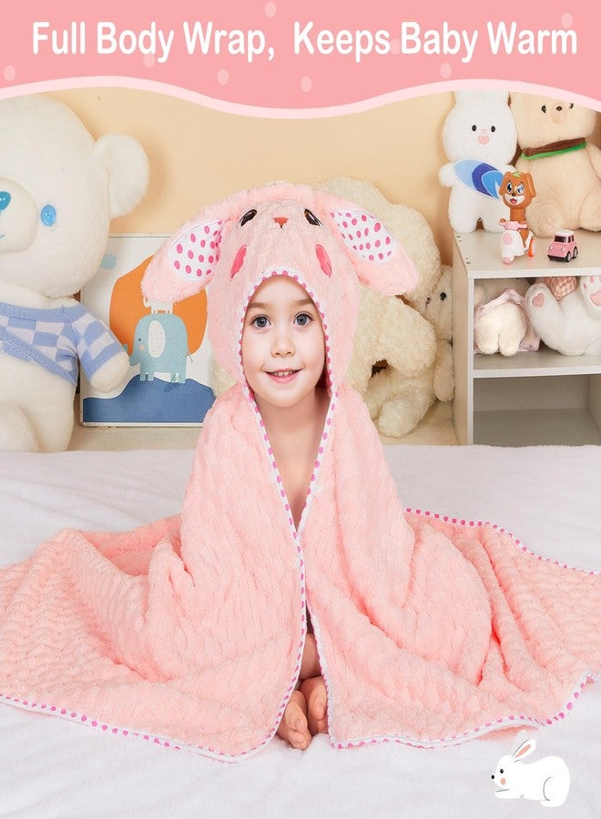 فيوبي منشفة استحمام للأطفال الصغار من فيوبي مع غطاء رأس، مقاس 55 × 28 بوصة، مناشف كبيرة ناعمة ماصة للأطفال بغطاء رأس للأطفال من عمر سنة إلى 5 سنوات، بطانية أساسية للاستحمام والشاطئ، أرنب وردي - Image 3